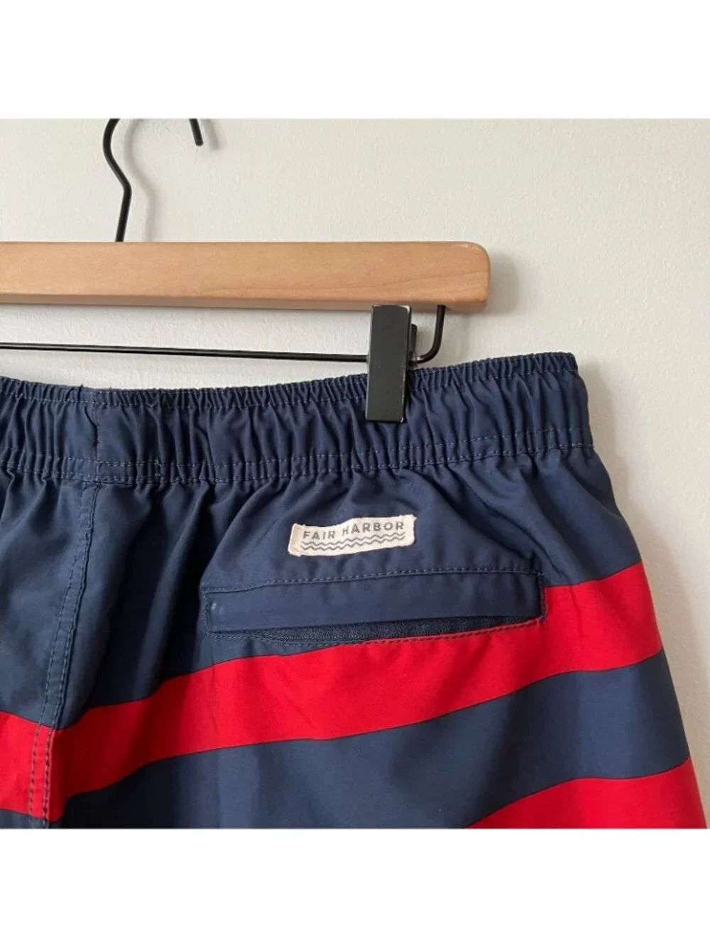 Fair Harbor Anchor Swim Trunk Blue Red Stripe Men's Size XXL